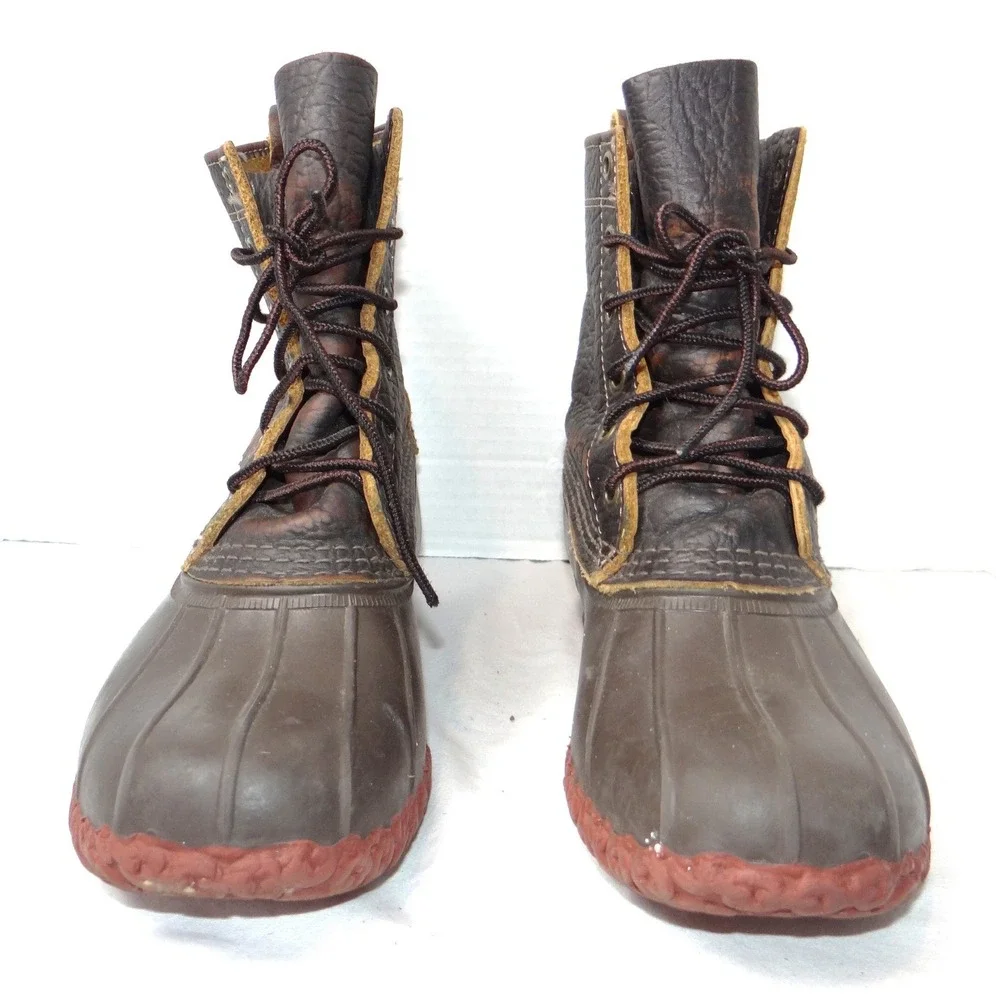 LL Bean Boots 6 Inch Bison Leather Duck Boots Brown Women's 9.5 in Made in Maine